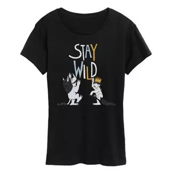 Женская футболка Where The Wild Things Are с принтом "Оставайся дикой" Licensed Character, черный