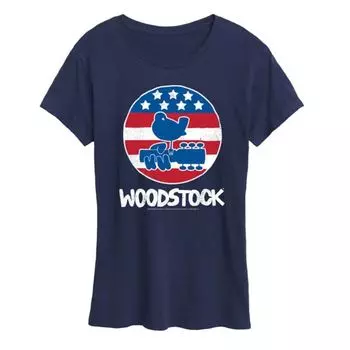 Женская футболка Woodstock с принтом в стиле американа Licensed Character, синий