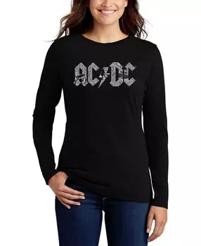 Женская футболка word art acdc с длинным рукавом LA Pop Art, черный