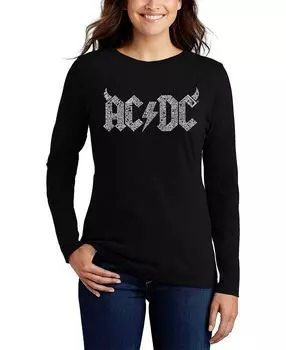 Женская футболка word art acdc с длинным рукавом LA Pop Art, черный