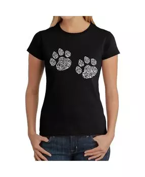 Женская футболка word art - принты meow cat LA Pop Art, черный
