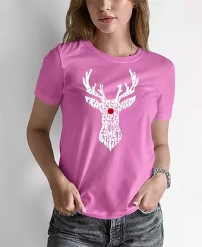 Женская футболка word art с изображением оленя санты LA Pop Art, розовый