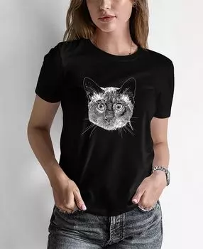 Женская футболка word art siamese cat LA Pop Art, черный