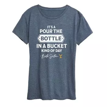 Женская футболка Yellowstone Bottle In Bucket Day с графическим рисунком Licensed Character, цвет Heather Blue