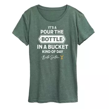Женская футболка Yellowstone Bottle In Bucket Day с графическим рисунком Licensed Character, цвет Heather Juniper
