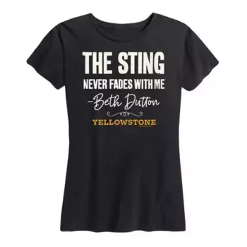 Женская футболка Yellowstone с принтом "Жало никогда не угасает" Licensed Character, черный