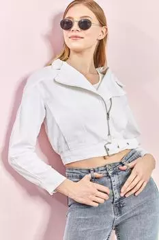 Женская габардиновая куртка на молнии 2195 Bianco Lucci, белый