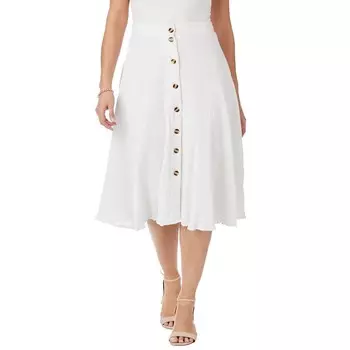 Женская газовая юбка миди на пуговицах спереди Jessica London больших размеров, белый