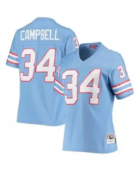 Женская голубая майка Earl Campbell Houston Oilers 1980 Legacy Replica Mitchell & Ness