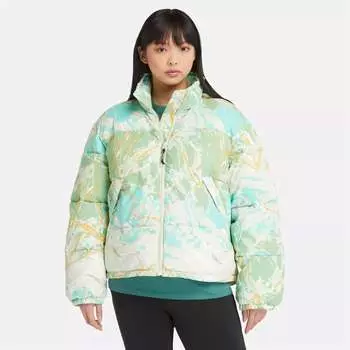 Женская горнолыжная школьная водоотталкивающая куртка-пуховик Timberland, цвет blue/green print