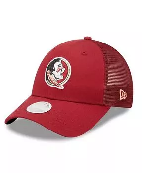 Женская гранатовая кепка с логотипом Florida State Seminoles 9FORTY Spark Trucker Snapback New Era, красный
