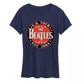 Женская группа The Beatles U. Футболка с графическим рисунком Tour NYC 1964 Licensed Character, темно-синий