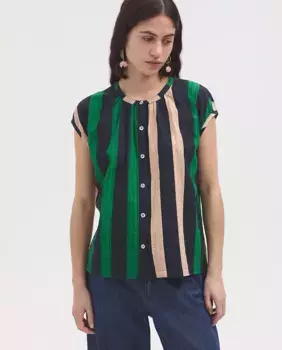 Женская хлопчатобумажная блузка в полоску Nice Things, многоцветный