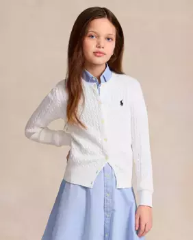Женская хлопчатобумажная куртка с косами Polo Ralph Lauren, белый