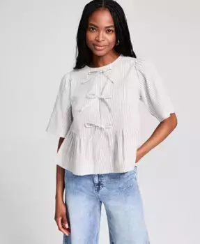 Женская хлопковая блуза с запахом и баской And Now This, зеленый