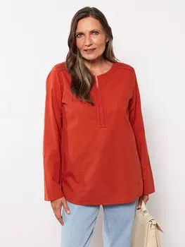 Женская хлопковая блузка с длинным рукавом и вышивкой с укороченным воротником LCW Grace