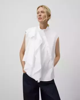 Женская хлопковая блузка с оборками Adolfo Dominguez, белый