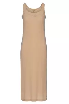 Женская хлопковая длинная ночная рубашка в рубчик с v-образным вырезом и широкими бретелями 1231 TOLIN, кожа