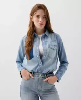 Женская хлопковая джинсовая блузка Scalpers, синий