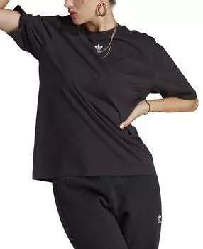 Женская хлопковая футболка adicolor essentials adidas, черный