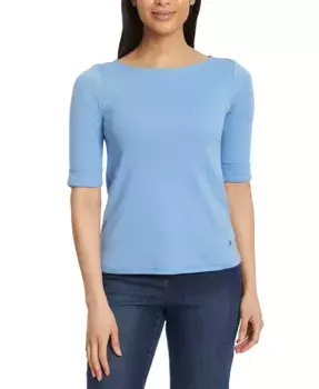 Женская хлопковая футболка Alanis с рукавом 3/4 Gloria Vanderbilt, синий