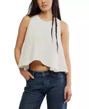 Женская хлопковая футболка без рукавов Hialeah Free People, белый