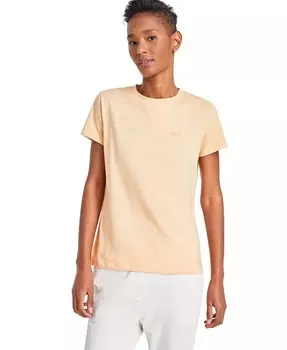 Женская хлопковая футболка Esogo с вышитым логотипом BOSS Orange, оранжевый