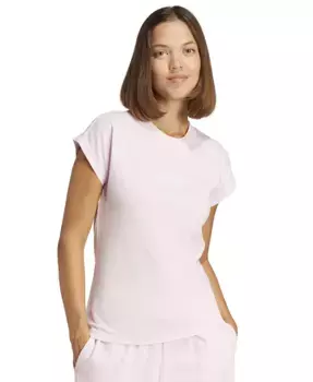 Женская хлопковая футболка Essentials Linear adidas, розовый