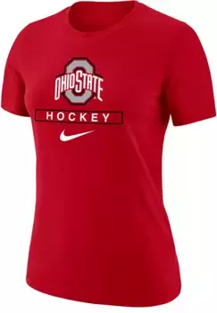 Женская хлопковая футболка Nike Ohio State Buckeyes Scarlet Hockey Core
