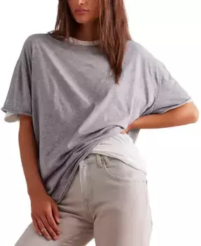 Женская хлопковая футболка Nina Free People, серый