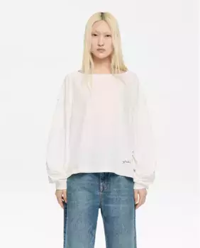 Женская хлопковая футболка с длинными рукавами Bimba y Lola, цвет Crudo