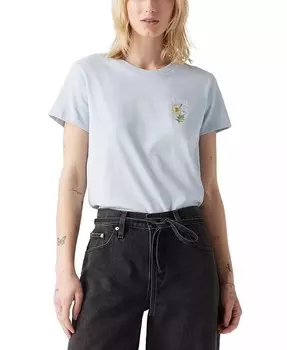 Женская хлопковая футболка с графическим логотипом Perfect Levi's, синий