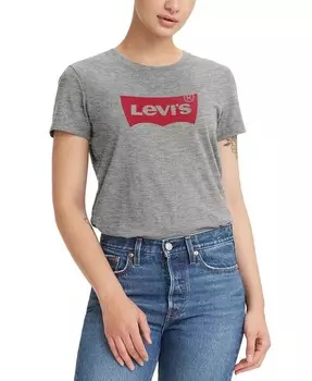 Женская хлопковая футболка с графическим логотипом Perfect Levi's, серый