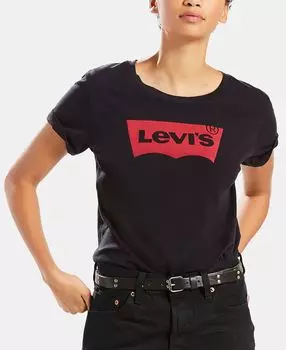 Женская хлопковая футболка с графическим логотипом Perfect Levi's, черный