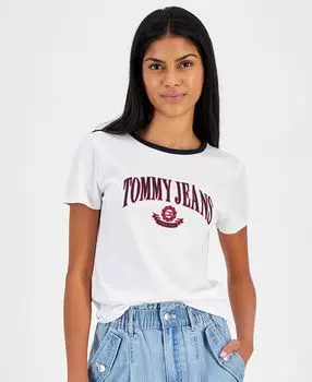 Женская хлопковая футболка с графическим логотипом Tommy Jeans, белый