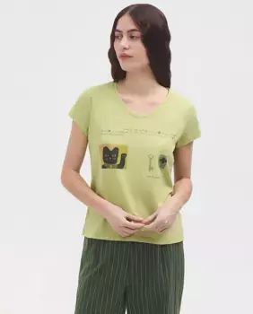 Женская хлопковая футболка с коротким рукавом Nice Things, зеленый