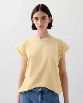 Женская хлопковая футболка с коротким рукавом Scalpers, горчичный