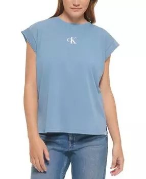 Женская хлопковая футболка с короткими рукавами Calvin Klein Jeans, мульти