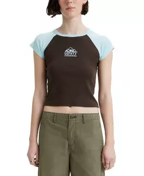 Женская хлопковая футболка с короткими рукавами и рисунком для девушки Levi's