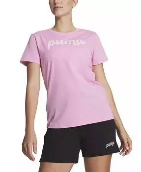 Женская хлопковая футболка с круглым вырезом и логотипом Spirited Puma, розовый