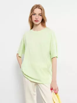 Женская хлопковая футболка с круглым вырезом и принтом с короткими рукавами LCW Casual