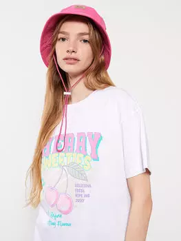 Женская хлопковая футболка с круглым вырезом и принтом с короткими рукавами LCW Casual