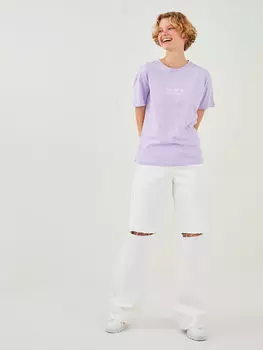 Женская хлопковая футболка с круглым вырезом и принтом с короткими рукавами LCW Casual