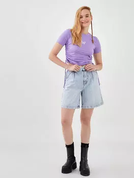 Женская хлопковая футболка с круглым вырезом и вышивкой с коротким рукавом Xside