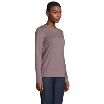 Женская хлопковая футболка с круглым вырезом свободного кроя Lands End Supima Lands' End