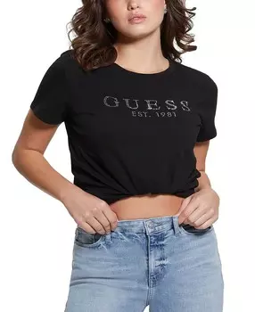 Женская хлопковая футболка с логотипом 1981 Crystal GUESS