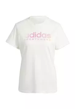 Женская хлопковая футболка с логотипом adidas, цвет Owhite