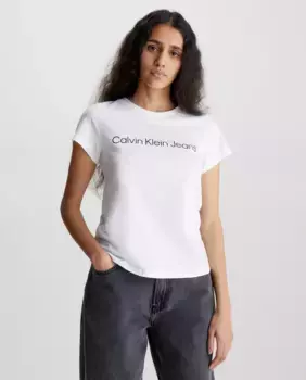 Женская хлопковая футболка с логотипом Calvin Klein Jeans, белый