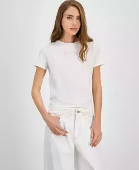 Женская хлопковая футболка с логотипом Crewneck BOSS Orange, белый