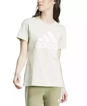 Женская хлопковая футболка с логотипом Essentials, XS-4X adidas, зеленый